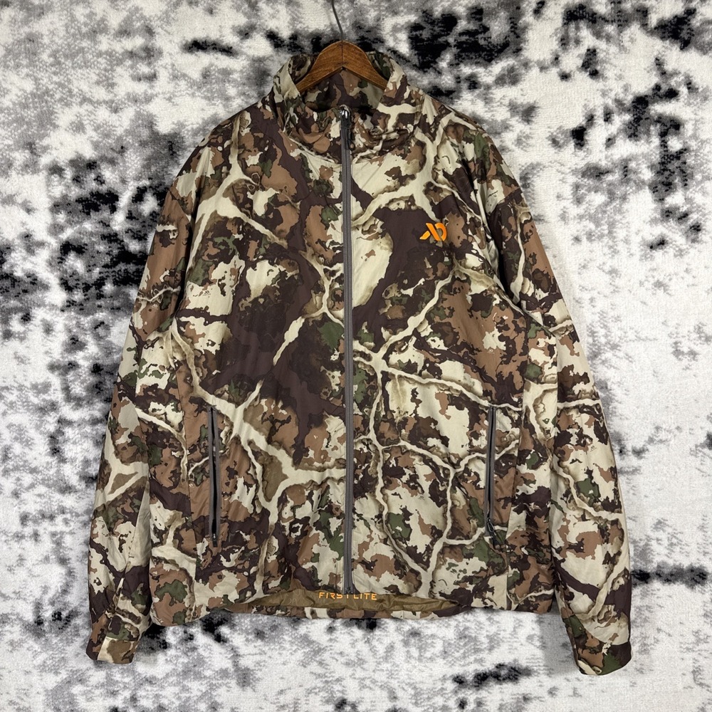 First Lite Cirrus Jacket Mens Size 2X Camo Hunting Outdoors Full Zip Insulated